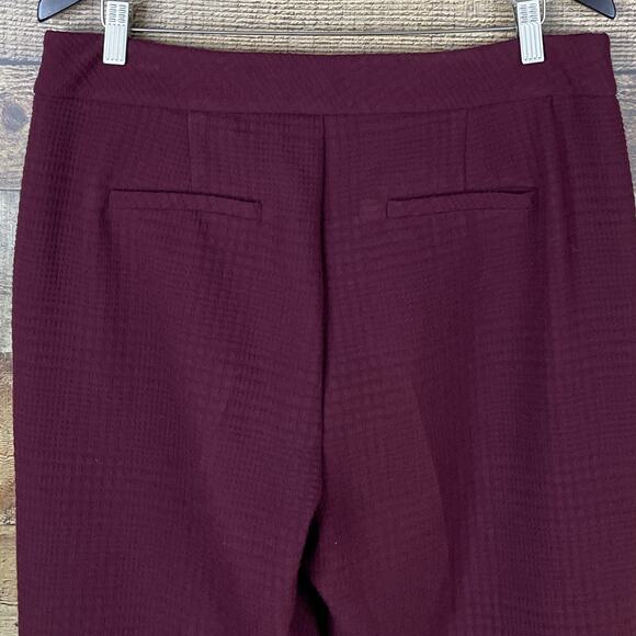 Trina Turk Textured Wide Leg Trousers Pants High Waist Maroon Size 12 - Picture 7 of 9